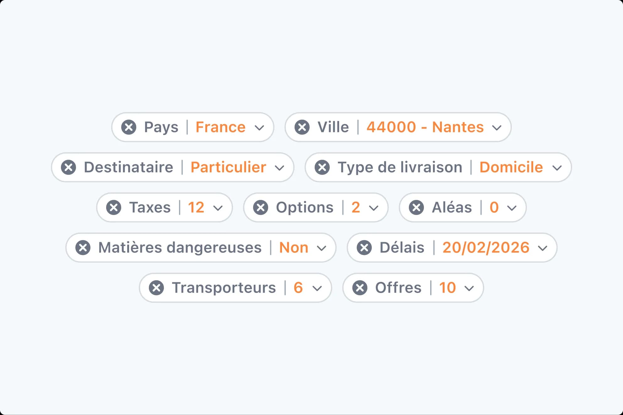 Filtrez selon vos critères d'expédition